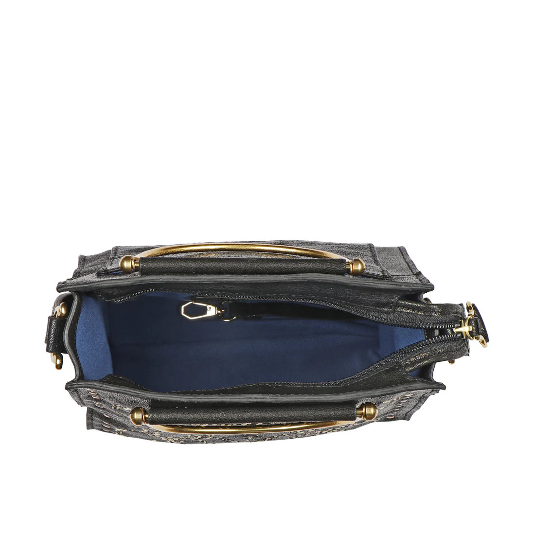 Wild Rose 02 Black Leather Satchel - Image 6