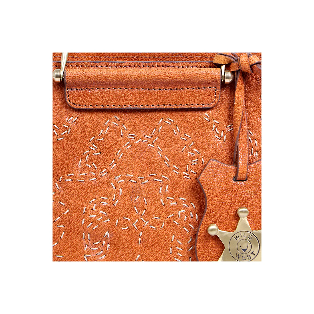 Wild Rose 02 Orange Leather Satchel - Image 5