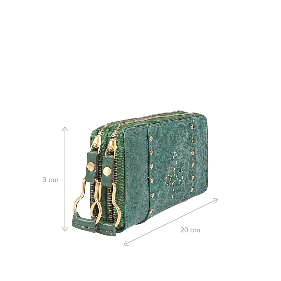Wild Rose W2 Green Leather Double Zip Around Wallet - Image 3
