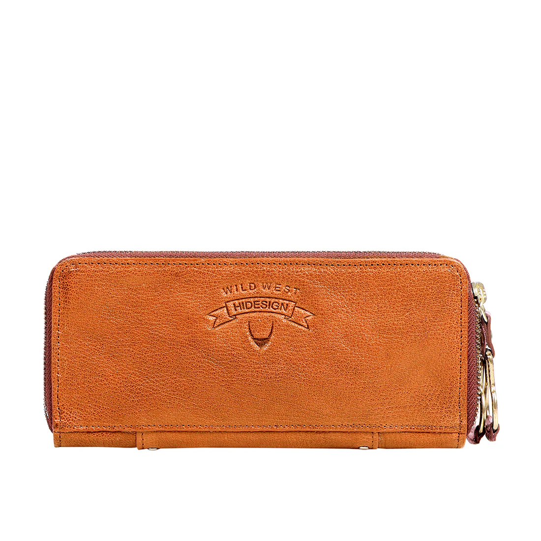 Wild Rose W2 Orange Leather Double Zip Around Wallet - Image 3