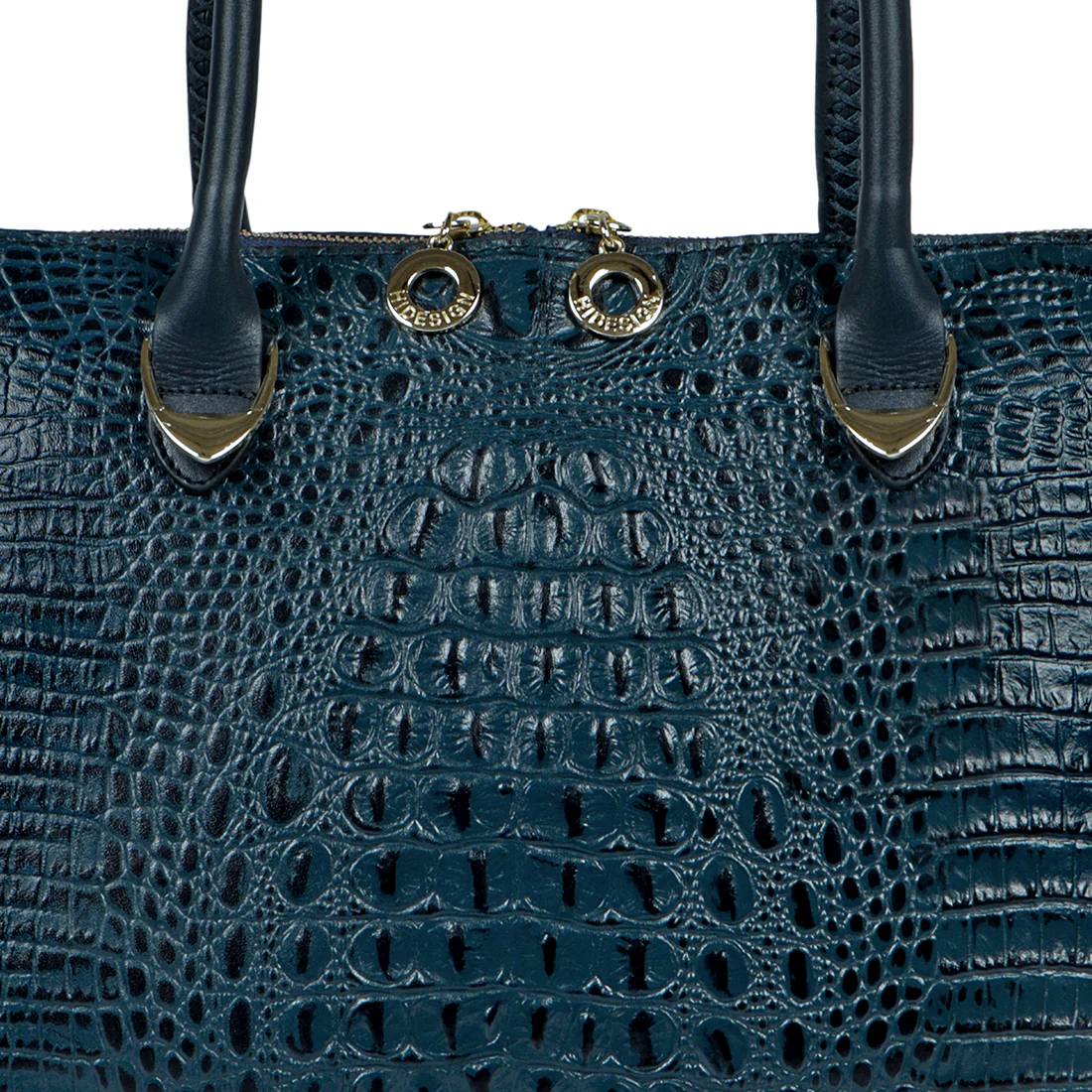 Yangtze 03 Blue Leather Tote Bag - Image 5