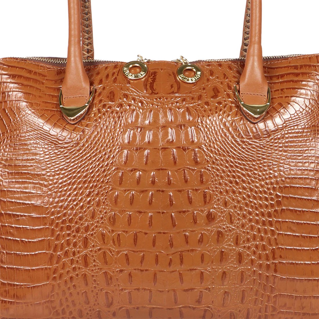 Yangtze 03 Orange Leather Tote Bag - Image 6