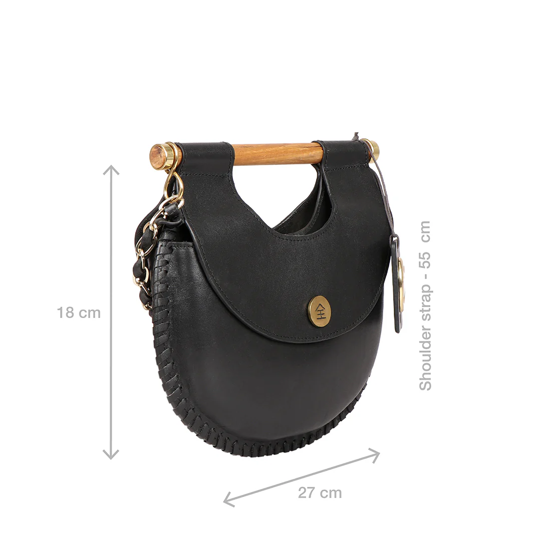 Zazen 02 Black Leather Sling Bag - Image 2