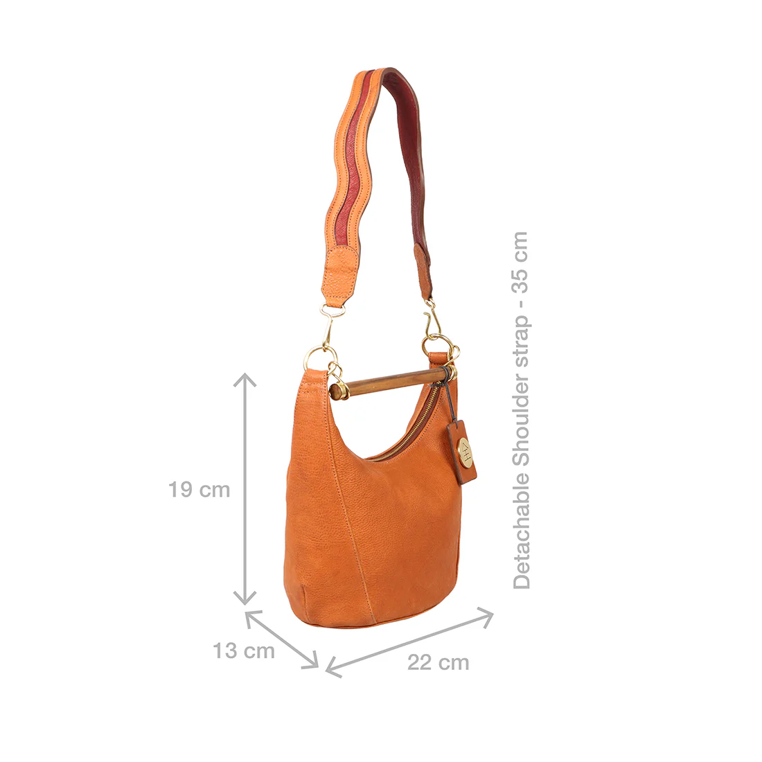 Zazen 04 Orange Leather Shoulder Bag - Image 2