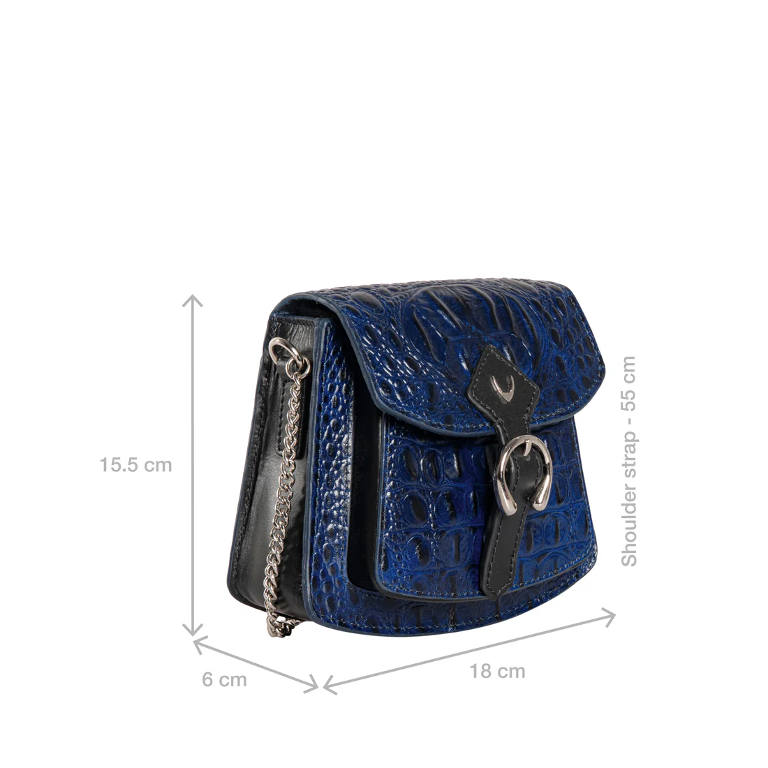 Zuzu Blue Leather Sling Bag - Image 4